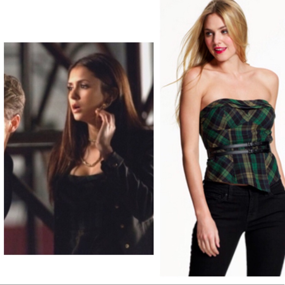 ASO Vampire Diaries Plaid Strapless Top